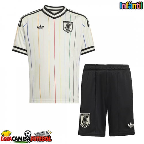 Camisa de Futebol Japão Equipamento Secundário Infantil Mundo 2026 Manga Curta (+ Calças curtas)
